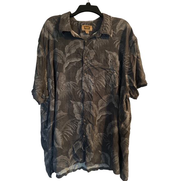 EUC The Foundry Men's Gray Hawaiian Shirt Palms Front Buttons Size 3XL - Picture 1 of 6